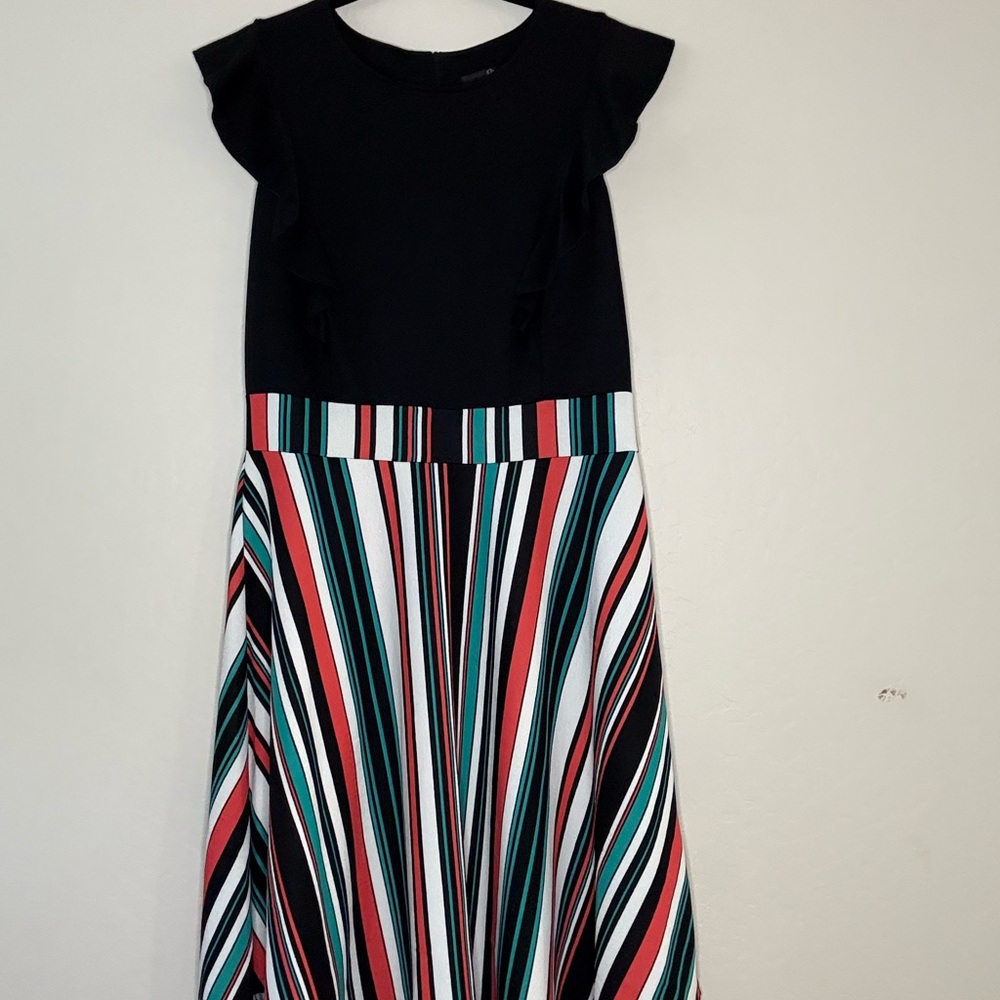Stylish Black and Multicolor Striped womens Dress